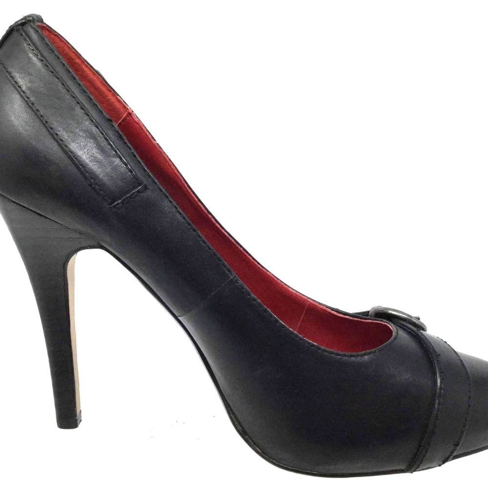 Maxstudio.Com Women Heels Size Us 8M Black Leather - Picture 1 of 8